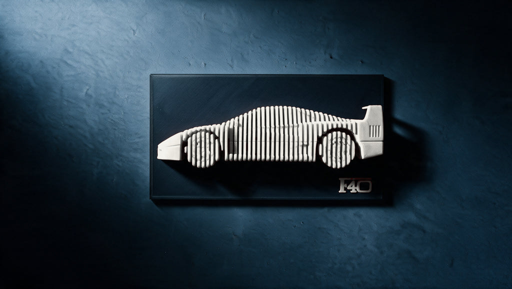 Ferrari F40 layered display, wall relief, Bianco