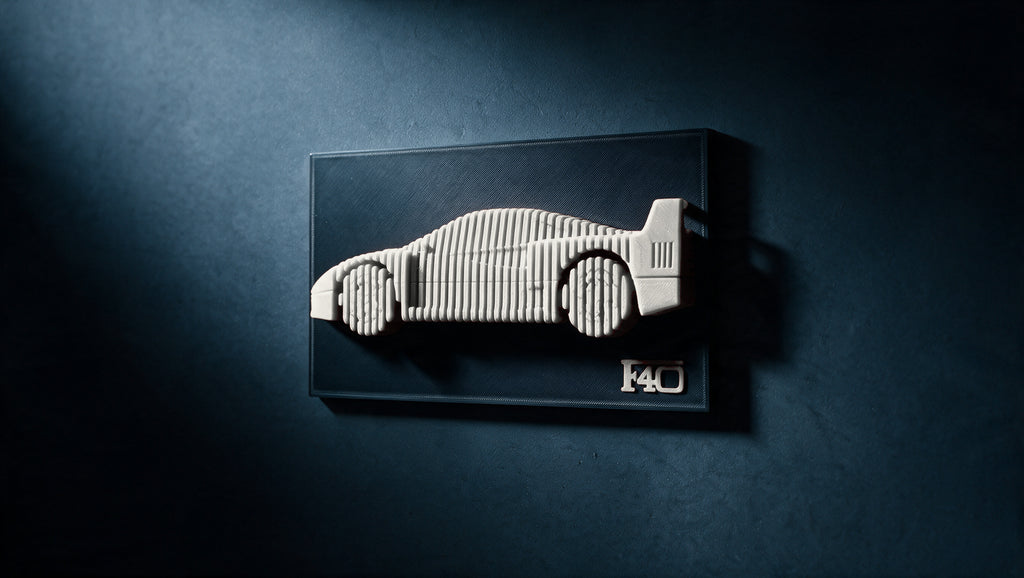 Ferrari F40 layered display, wall relief, Bianco