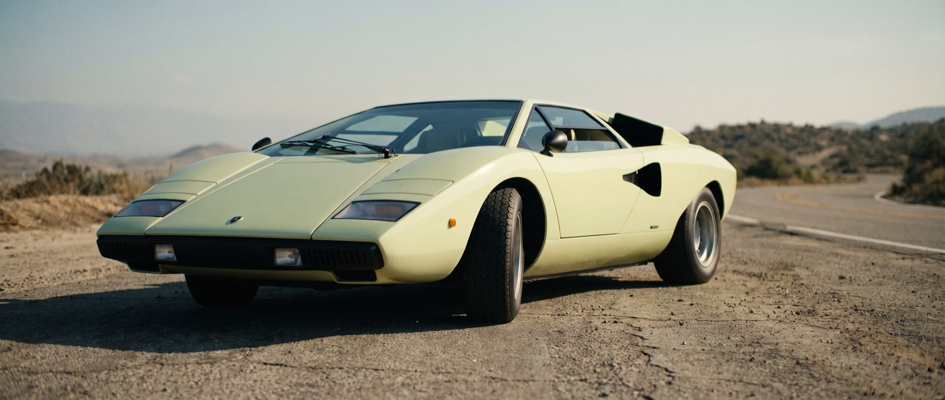 Countach on a desert road, temporary editorial artwork for the resin edition