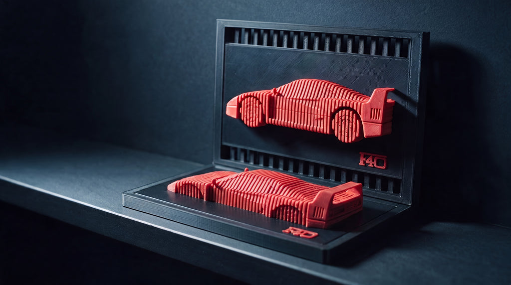 Ferrari F40 layered display, combo display, Rosso Corsa